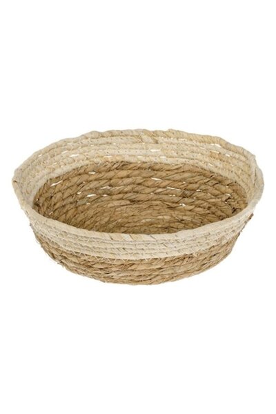 ANTBRO Storage basket round, made of corn fibers, brown and beige color, Ø24x8 cm