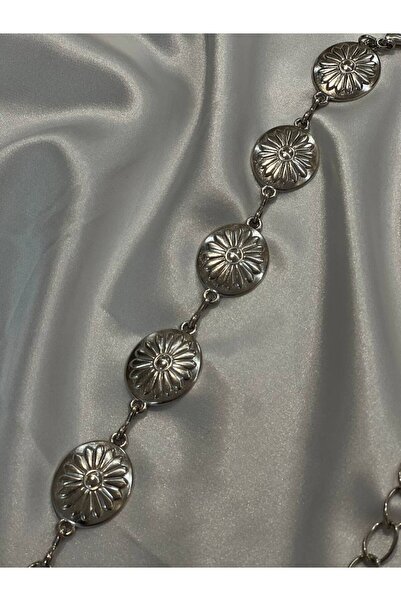 Fiori Curea de talie pentru femei cu detaliu argintiu Papatya, curea pentru rochie, curea pentru fustă, curea pentru pantaloni