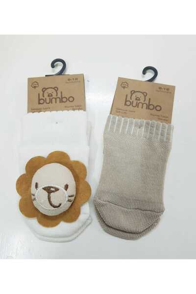 Bumbo kaydırmaz tabanlı aksesuarlı 2'li bebek çorap