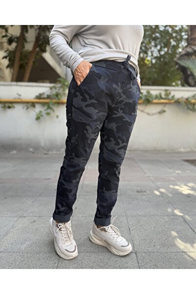 DenizEge Italian Camouflage Pants Navy Blue
