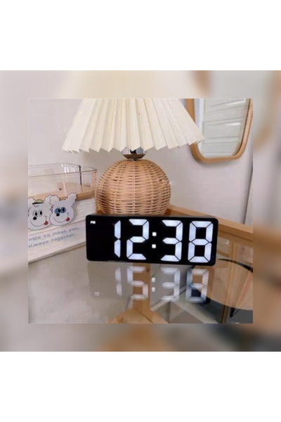 abnturk Büyük LED Dijital Alarm ve Masa Saati - Modern Tasarım, Gece Işıklı E...