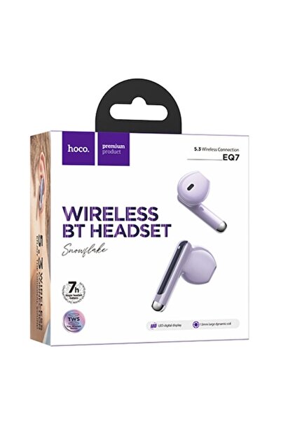 Hoco Casti Wireless (EQ7), Căști intraauriculare, BT 5.3, 180h StandBy, 300mAh, LED de alimentare, Fulg de zăpadă, Mov