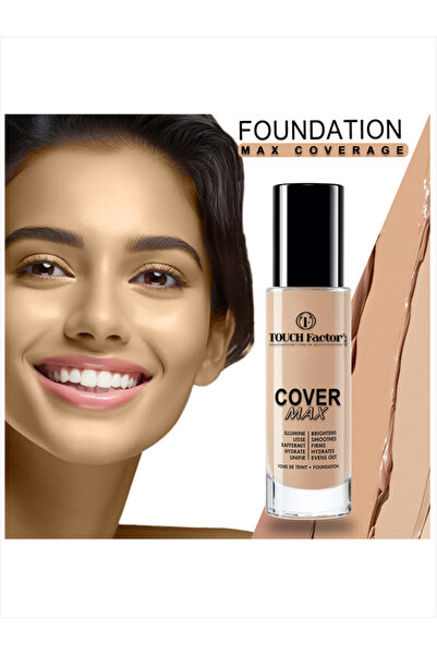 TOUCH FACTOR COVER MAX Liquid Foundation, Matte & Poreless, Full Coverage And Blendable, Normal To Oily