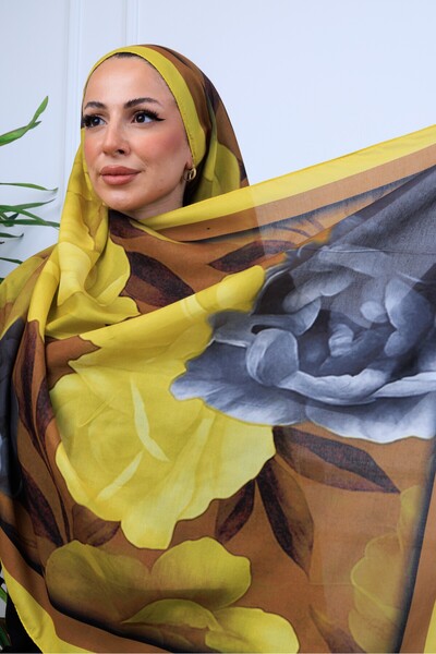 49eyşanipek MODERN SULUBOYA ÇİÇEK DESENLİ DİJİTAL SOFT ŞAL