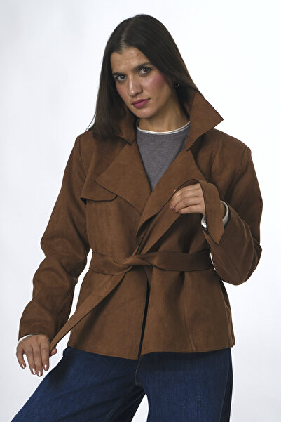 ABBRA Γυναικείο μπουφάν Nubuck με επένδυση και ζώνη