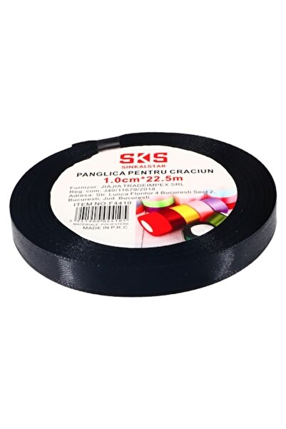 Cumperio Satin Ribbon, NO567, 1 cm x 22.5m, Black