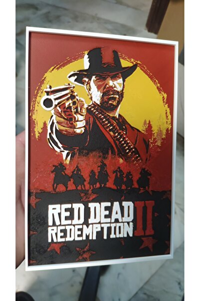Rafine Studio 3D RDR2 Red Dead Redemption 2 Temalı Dekoratif Tablo Duvar Kitaplık Aksesuarı 20cm x 13,34cm