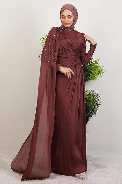 GİYZAMİLA İlkin Yoryo Abiye Gül Kahve