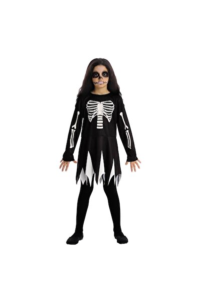 ATS Costum de Halloween cu rochie de schelet neagră, pentru copii, ATS, mărimea 10-12 ani