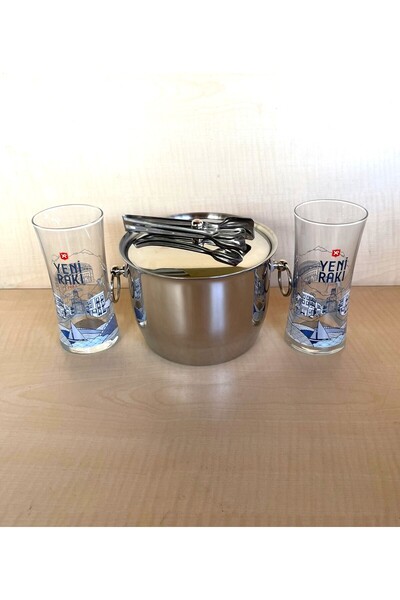 SANAT TACİRİ 2ADET ŞEHİR SERİSİ RAKI BARDAĞI ASPENDOS RAKI VE ÇELİK BUZ KOVAS...