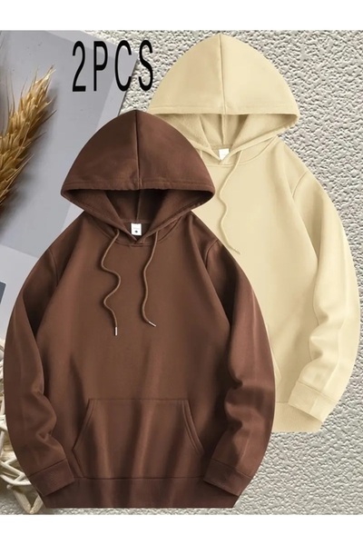 EXPECTED Φούτερ 2 τεμαχίων Unisex πολύχρωμο oversized με κουκούλα με 3 κλωστές