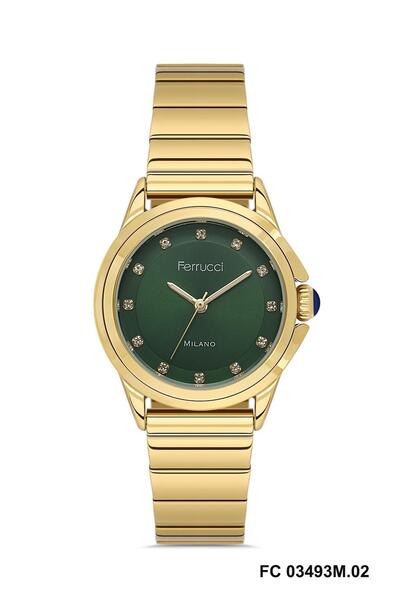 Ferrucci Fc03493M.02 Gold Color-Green Dial 30 mm Women's Wristwatch