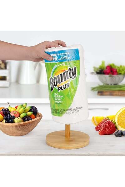 PUFO Nature bamboo wood paper roll holder, kitchen towels, 30 cm, brown