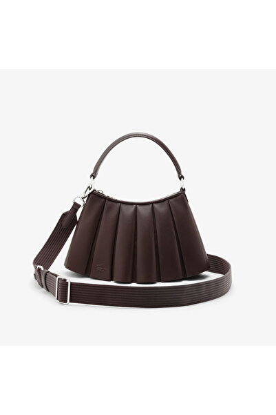 Lacoste Small Lenglen Women's Leather Dark Brown Shoulder Bag