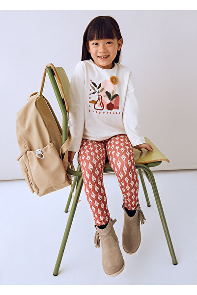 MAYORAL Girl's 2-Piece Set (Ages 4-10) – 100% Cotton Printed Blouse and Patterned Leggings