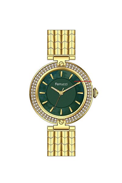 Ferrucci Fc03368M.5 Gold Color-Green Dial 32 mm Women's Wristwatch