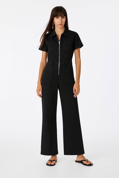 HAKKE Kısa Kollu Denim TULUM