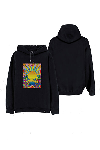 MODA Φούτερ Güneş με τύπωμα με μαύρη κουκούλα με κουκούλα