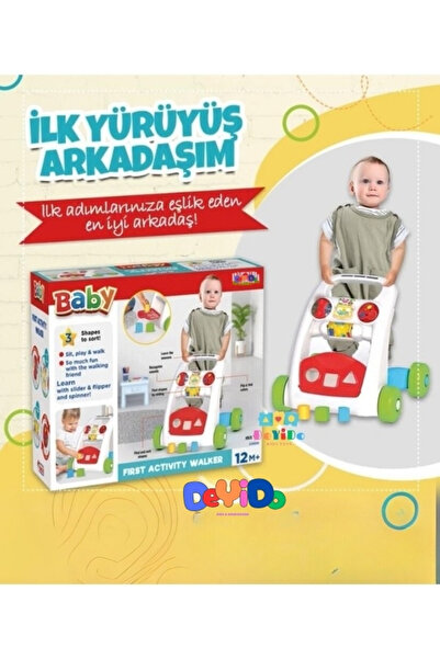 DEDE İlk Adım Arabası Yürüyüş Arkadaşım Tekerlekli Yürüteç Araba Bultaklı Bebek Yürüme Yardımcısı