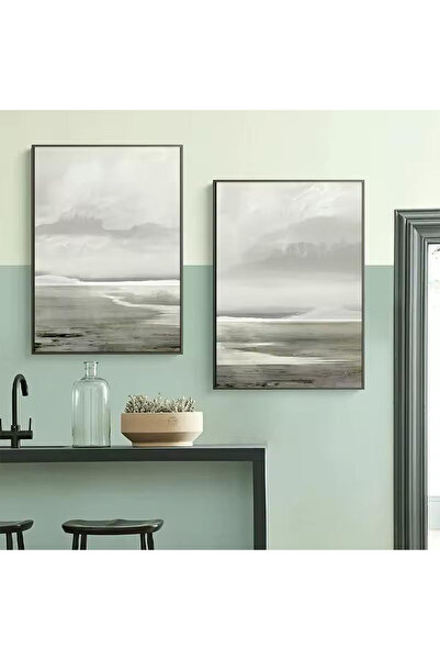 Linacci Set of 2 Black Metal Frame Abstract Pattern Real Glass Painting Set