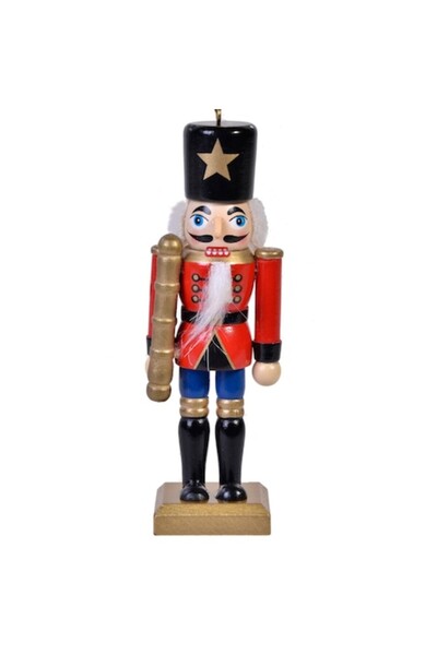 Createur Figurină decorativă Comandant Spărgător de Nuci din lemn cu baghetă, Createur, Roșu, 12,5 cm