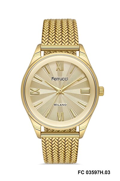 Ferrucci Fc03597H.03 Gold Color Mesh Cord 32 mm Women Wrist Watch