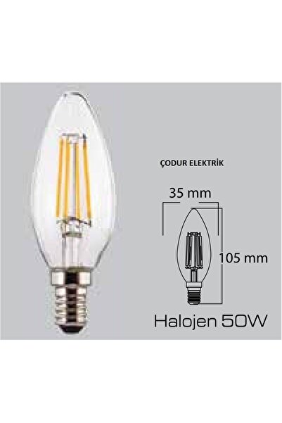 Osaka Light 10'Lu 6w E14 Duylu 2700k Sarı Işık 780lm Led Flemanlı Şeffaf Mum Buji Ampul