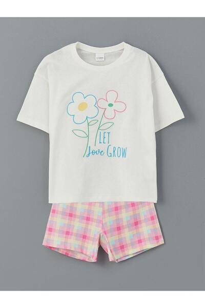 LC Waikiki Crew Neck Floral Girl's Shorts Pajama Set (S5)