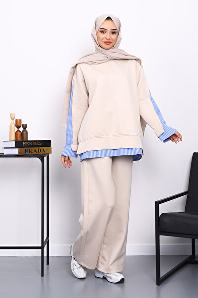 İmajButik Παντελόνι Scuba με πέτρινη διακόσμηση και μπλούζα