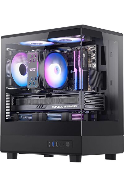 Generic darkFlash Micro ATX PC Case, Pre-Install 3 PWM ARGB Fans Computer Case, Full View Dual Tempered Glas