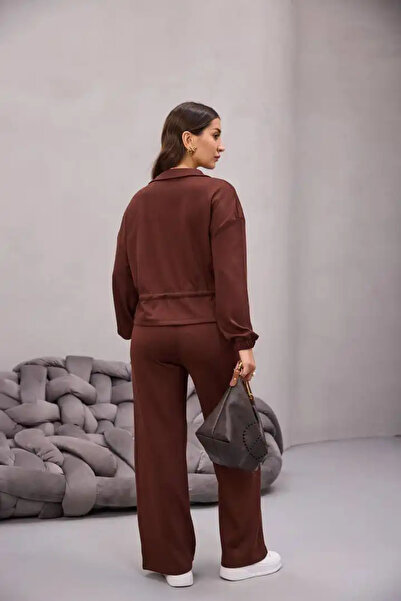 cemo Fermuarlı Bağlamalı Cep Detay Gömlekli Takım