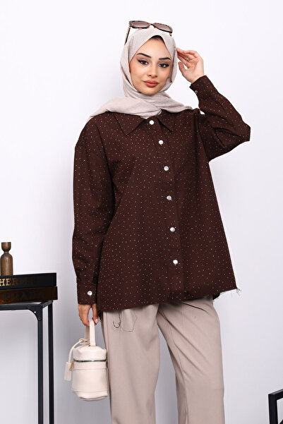 İmajButik Πουκάμισο Gabardine από καφέ πέτρα