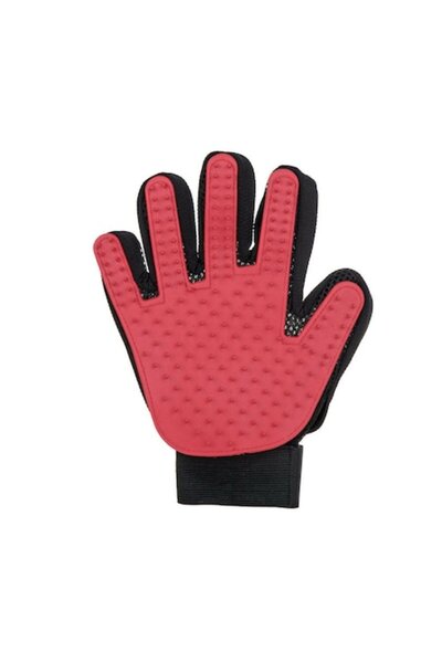 Gonga Mănușă de curățare și masaj pentru părul de animale, roșie