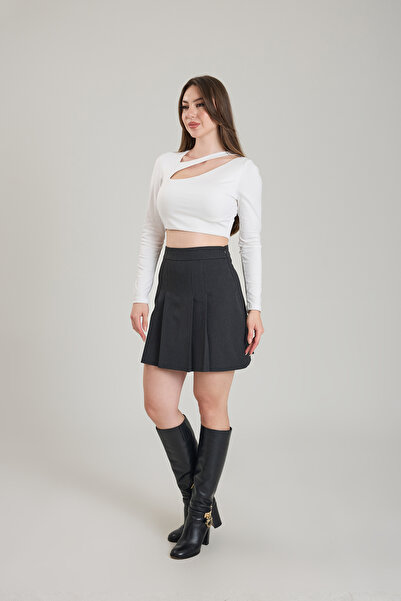 Nicci Yüksek Bel Pileli Mini Şort Etek