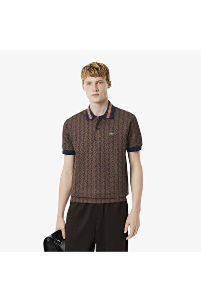 Lacoste Erkek Classic Fit Monogram Kahverengi Polo