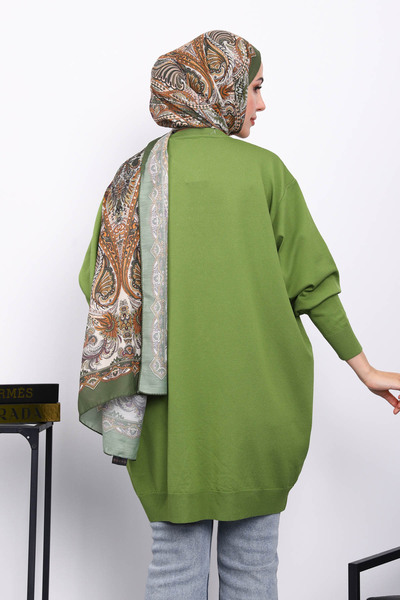 İmajButik Πράσινο τουνίκ με κέντημα με πέτρα με λαιμόκοψη