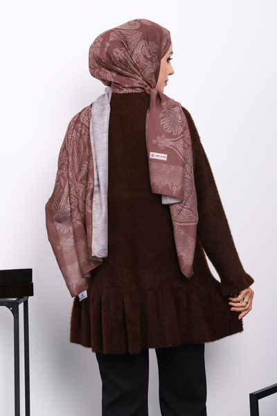 İmajButik Brown Flounce Angora Soft Knit Tunic