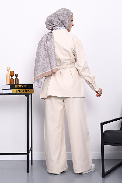 İmajButik Σετ παντελόνι και μπουφάν από γκαμπαρντίνα με πέτρινα κουμπιά