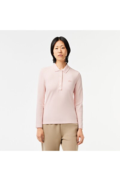 Lacoste Kadın Slim Fit Uzun Kollu Pembe Polo