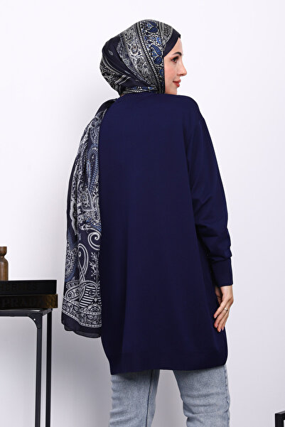 İmajButik Синя туніка з велосипедним коміром і каменем