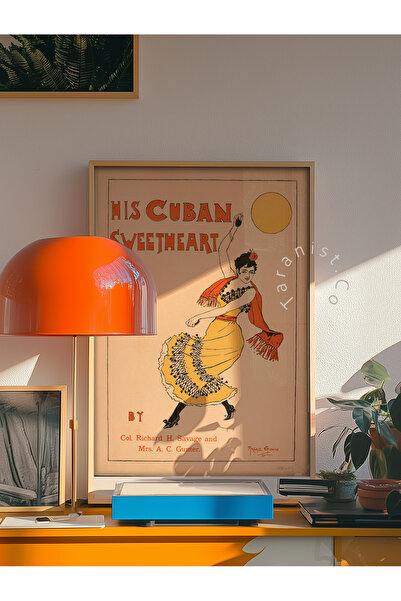 Taranist Poster - Vintage Oda Dekoru His Cuban sweetheart Elbiseli Kadın Dans...