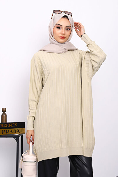 İmajButik Stone Mercerized Ribbed Casual Tunic