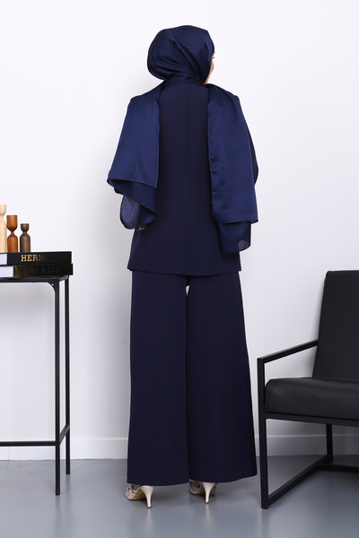 İmajButik Navy Blue Jacket and Pants Set