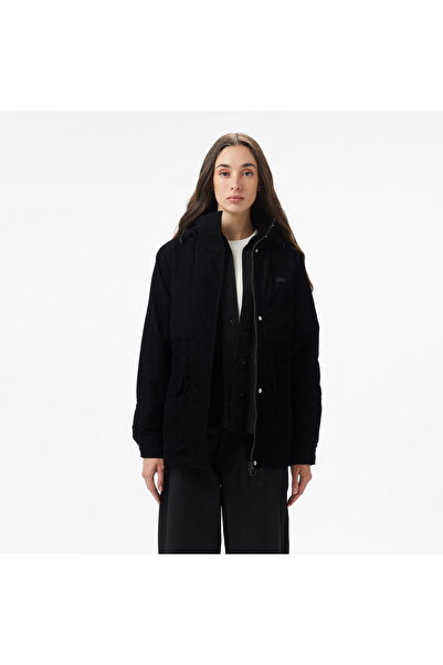 Lacoste Kadın Kapüşonlu Siyah Mont