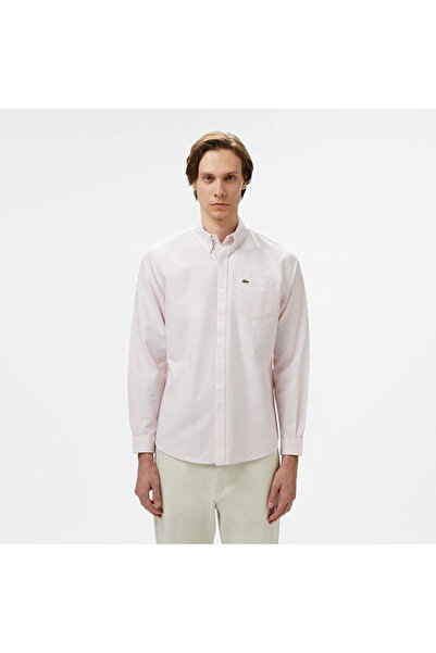 Lacoste Erkek Regular Fit Düğmeli Yaka Pembe Gömlek