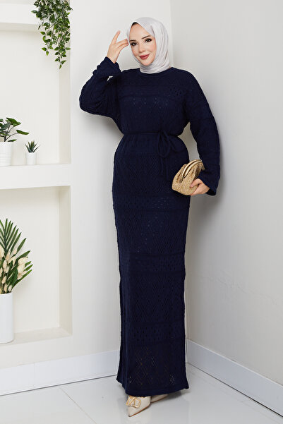 Pamuk Butik Women's Underwear Set with Inner Lining, Double Set, Diamond Patterned Mesh Knitwear Dress