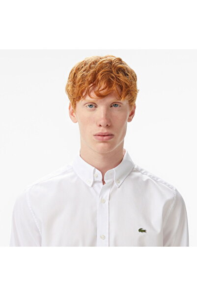 Lacoste Men's Slim Fit Buttoned Collar White Shirt