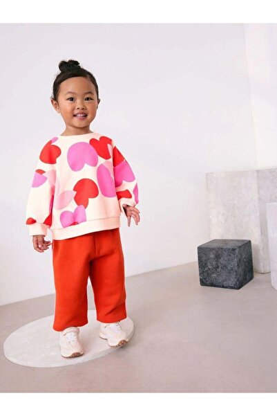 Magu Σετ φούτερ και κόκκινο αθλητικό κοστούμι για κορίτσια με βαμβακερό σχέδιο καρδιάς