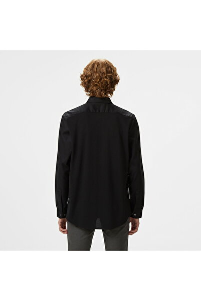 Lacoste Men's Slim Fit Button Collar Black Shirt