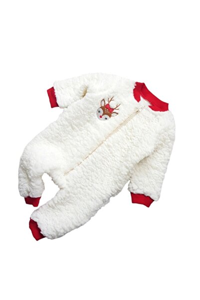 Miniworld Baby jumpsuit with fleece hat, Bambi, age 12 months, 80 cm, White&red